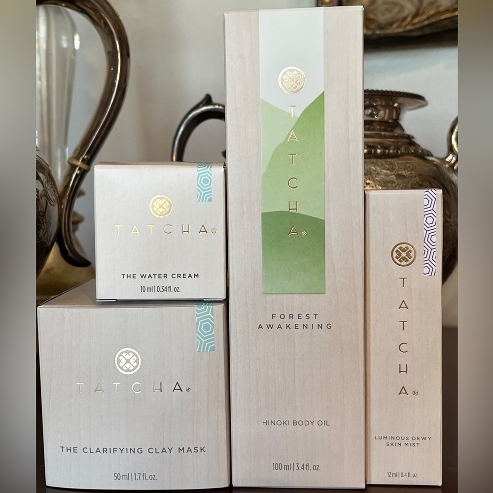 NEW NIB Tatcha water cream, clarifying clay mask, dewy skin mist, body oil $179